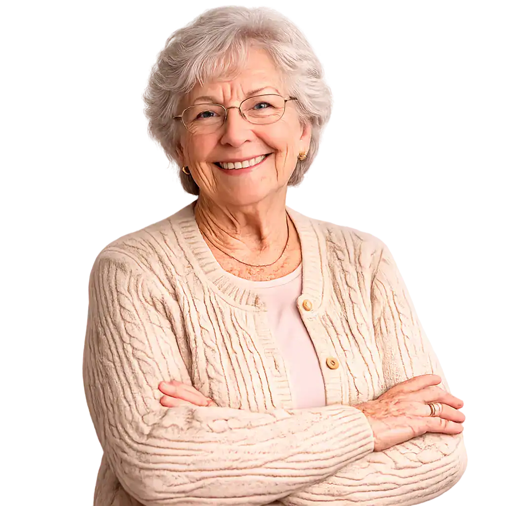 Elderly woman smiling giving a positive review about termite control service from BugEvicta